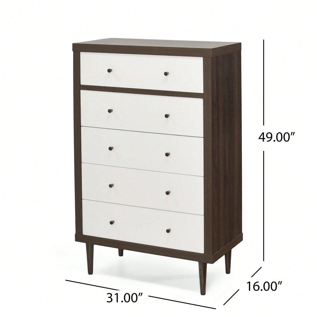 Elegant 5-Drawer Storage Chest For Bedroom Or Living Room Organization Image 7