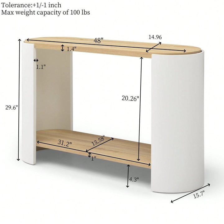 Compact Nightstand With Dual Storage Shelves For Small Spaces In Natural And White Finish Image 6