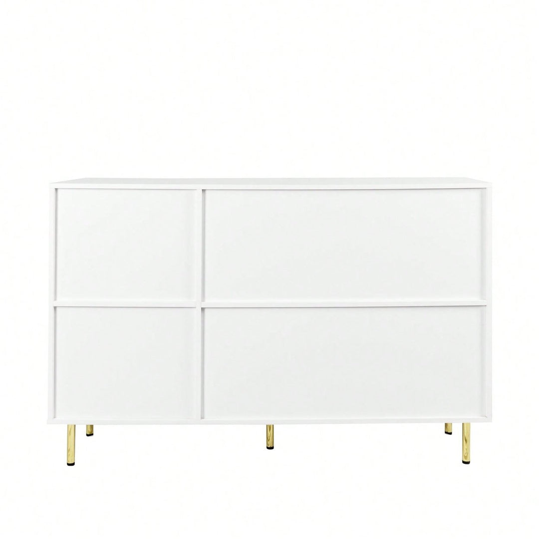 Elegant 3-Door White Sideboard With Gold Handles For Kitchen And Dining Room Storage, 55.12" Buffet Cabinet And Coffee Image 5