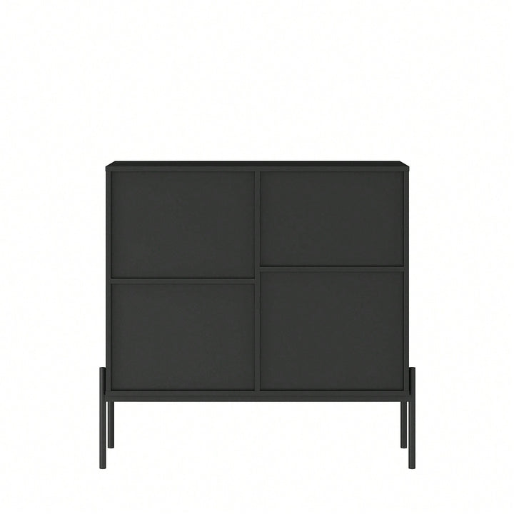 Elegant Black Sideboard Buffet Cabinet With Drawers And Wine Rack For Living Room Or Kitchen Dining Room Storage And Image 2