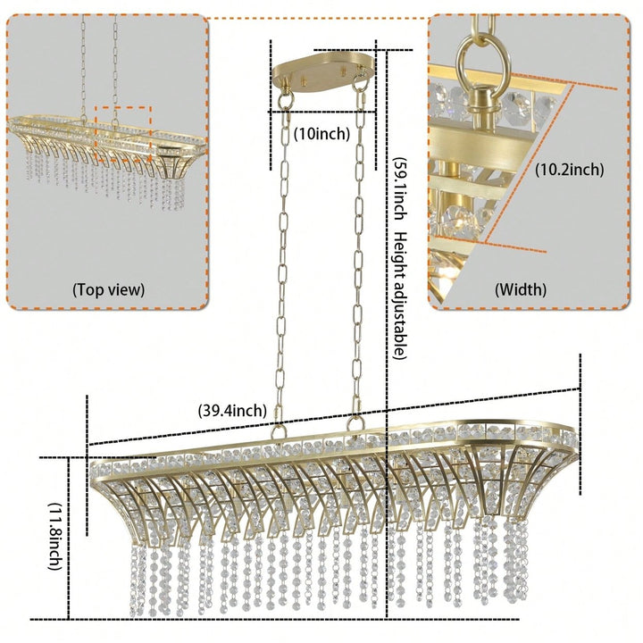 Elegant Oval Crystal Chandelier For Modern Kitchen Island Lighting In Champagne Gold Finish Image 5