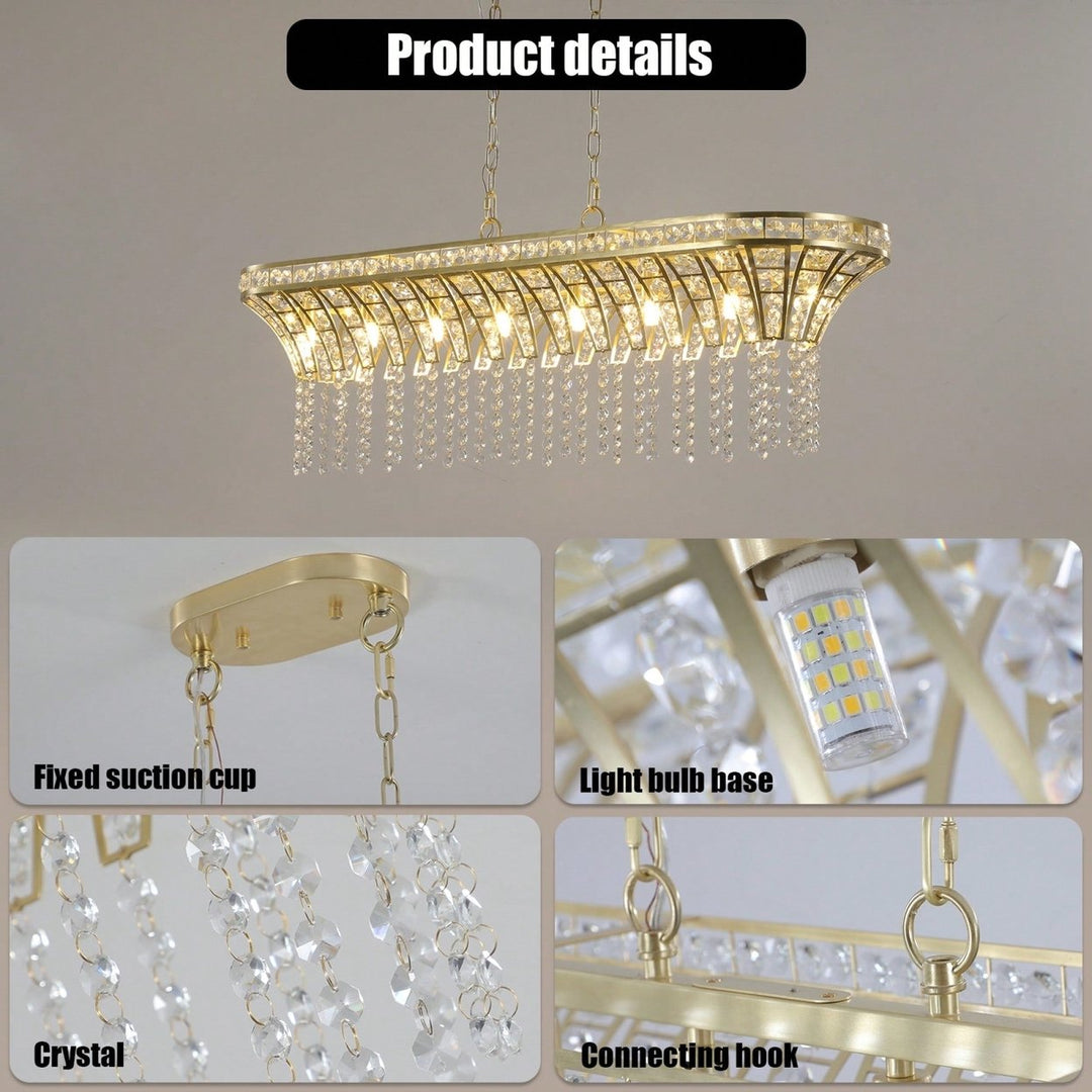 Elegant Oval Crystal Chandelier For Modern Kitchen Island Lighting In Champagne Gold Finish Image 9