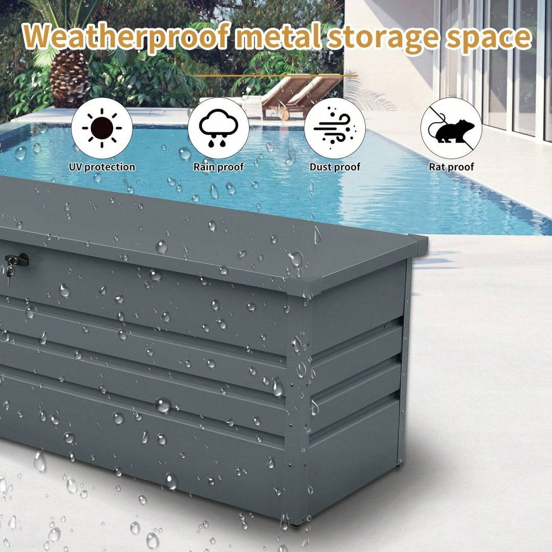 Extra Large Waterproof Outdoor Deck Box For Patio Furniture Cushions And Garden Tools Dark Gray Image 7