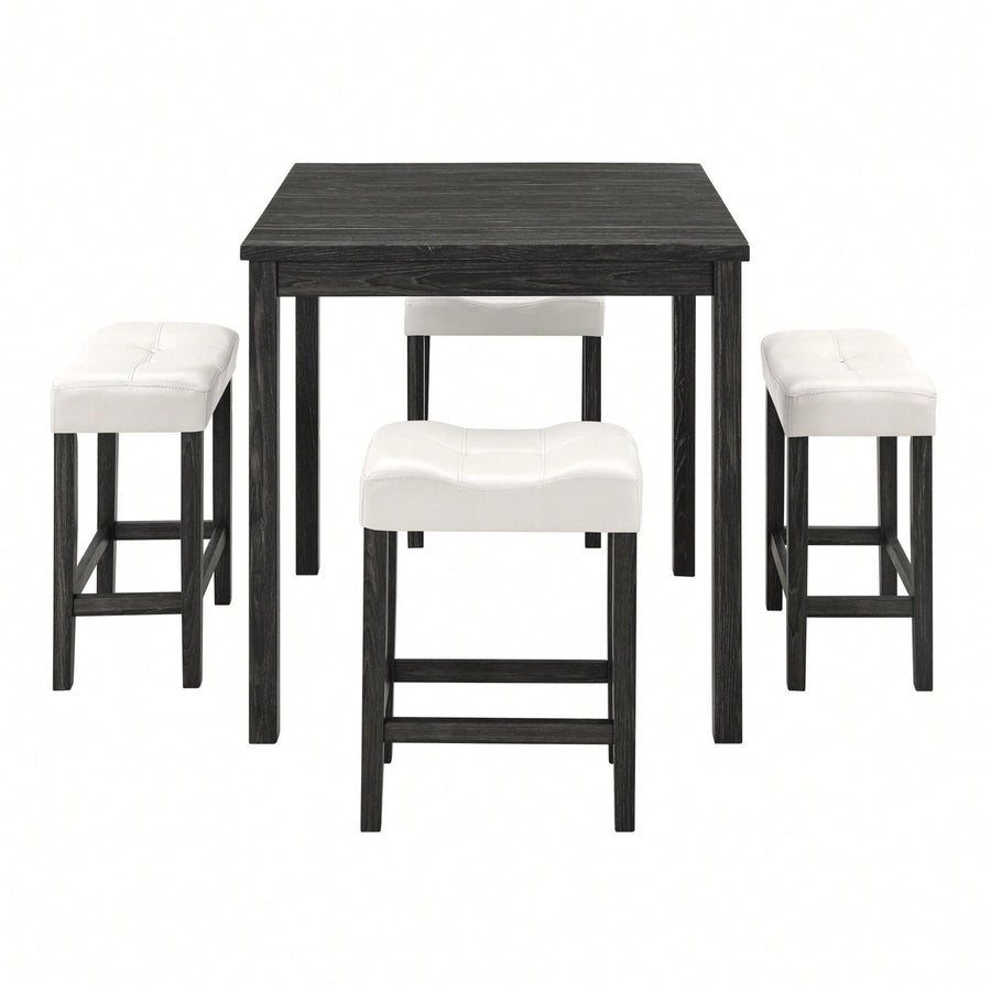 Industrial 5 Piece Dining Table And Chairs Set For Living Room Dining Room Game Image 1