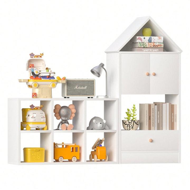 House-Shaped Kids Bookshelf And Organizer With Adjustable Design For Playroom Or Bedroom Easy Assembly And Safe For Image 2