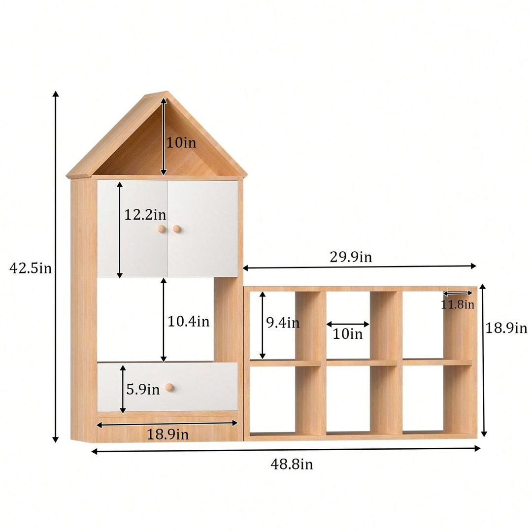 House-Shaped Kids Bookshelf And Organizer With Adjustable Design For Playroom Or Bedroom Easy Assembly And Safe For Image 6