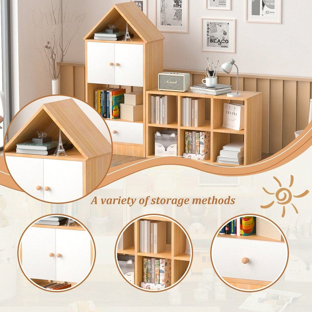 House-Shaped Kids Bookshelf And Organizer With Adjustable Design For Playroom Or Bedroom Easy Assembly And Safe For Image 8