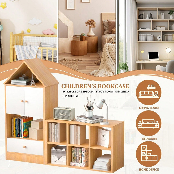 House-Shaped Kids Bookshelf And Organizer With Adjustable Design For Playroom Or Bedroom Easy Assembly And Safe For Image 9