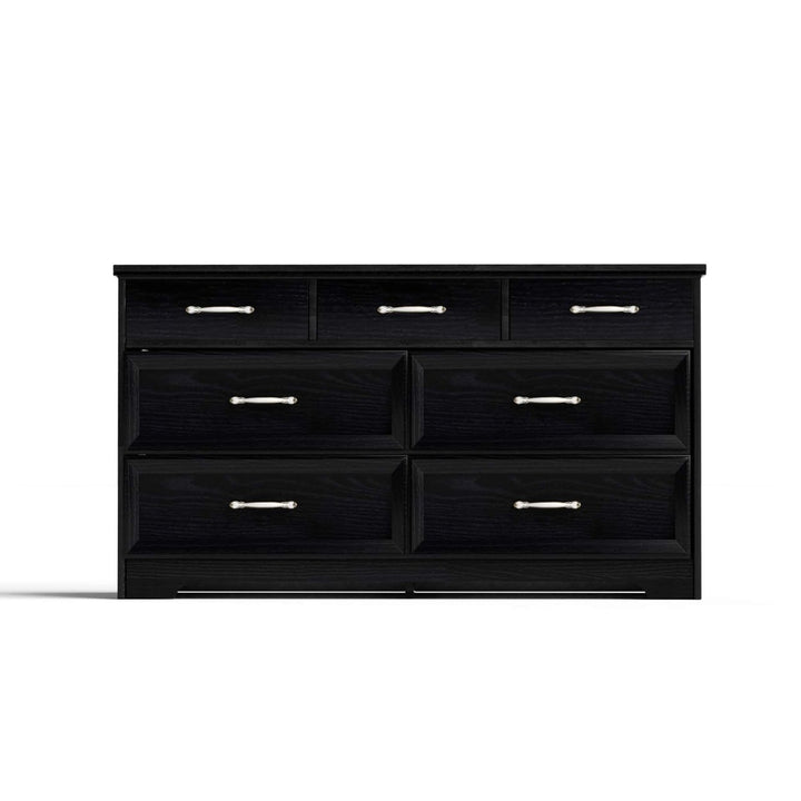 Modern 7 Drawer Dresser For Bedroom And Living Room Storage With Metal Pulls, Black Image 2