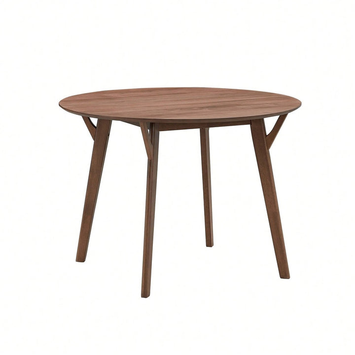 Modern Round Wooden Dining Table For 4 - Space-Saving Kitchen Table In Black For Living Room, Apartment, Restaurant Image 1