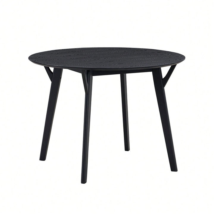 Modern Round Wooden Dining Table For 4 - Space-Saving Kitchen Table In Black For Living Room, Apartment, Restaurant Image 3