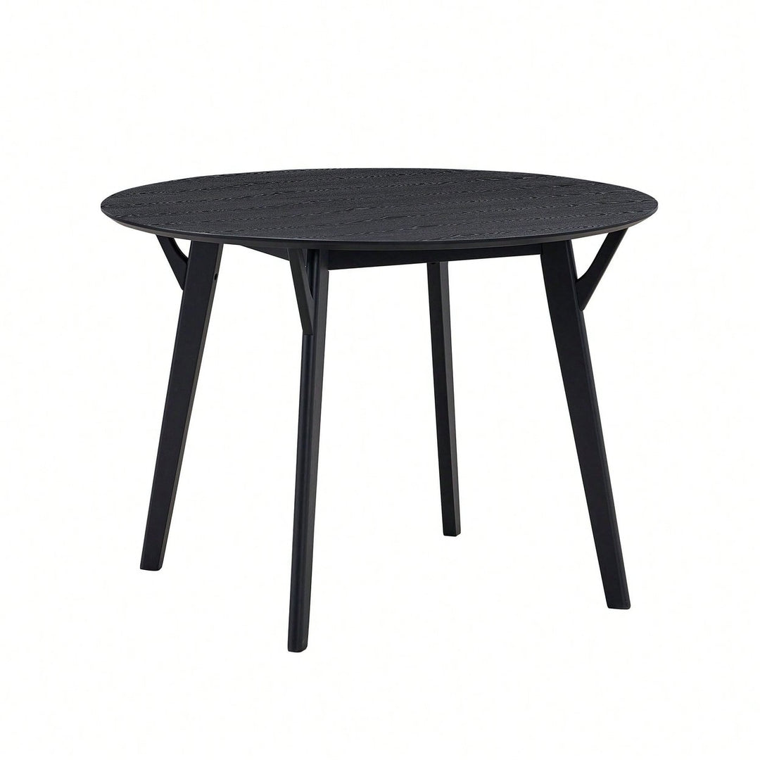 Modern Round Wooden Dining Table For 4 - Space-Saving Kitchen Table In Black For Living Room, Apartment, Restaurant Image 1