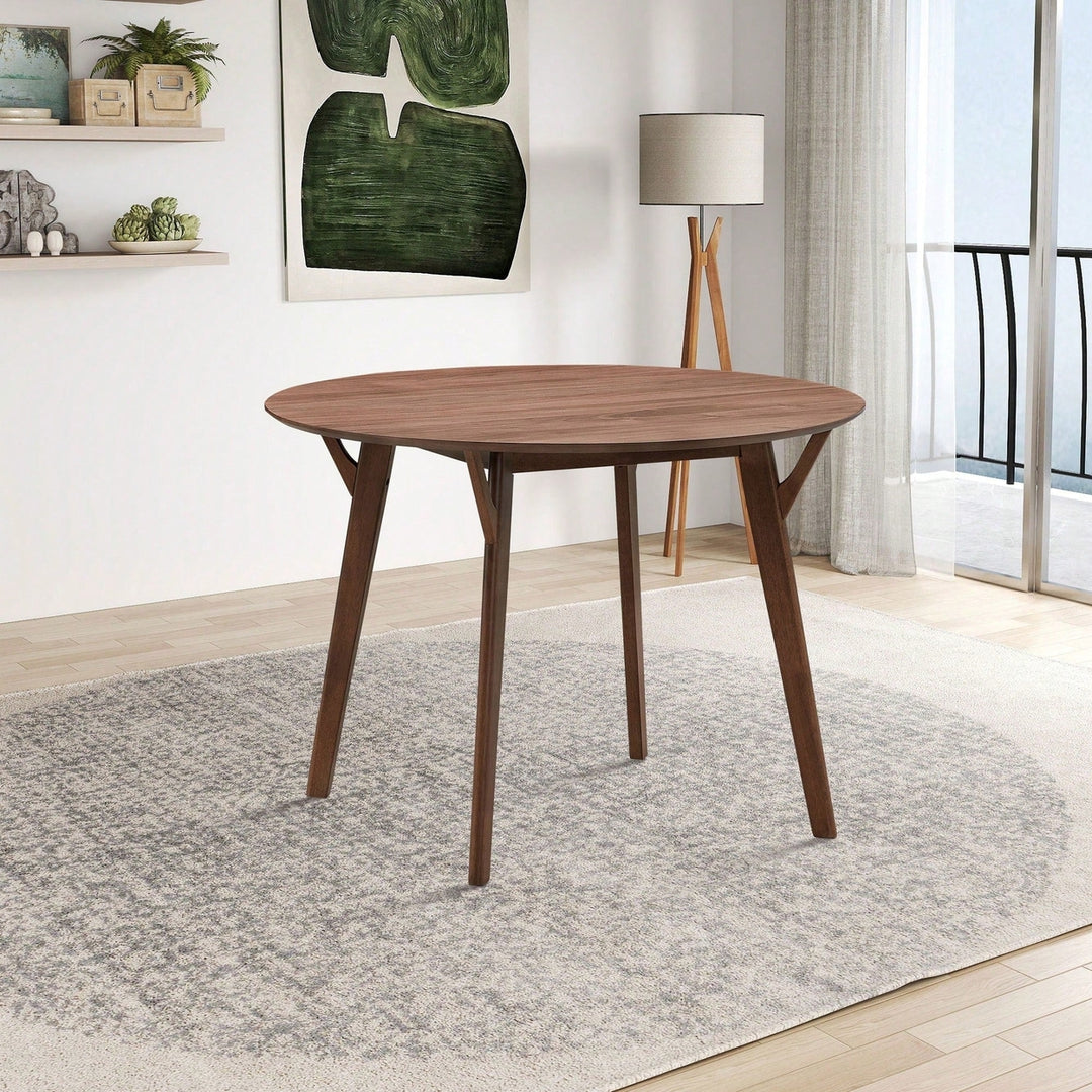 Modern Round Wooden Dining Table For 4 - Space-Saving Kitchen Table In Black For Living Room, Apartment, Restaurant Image 5