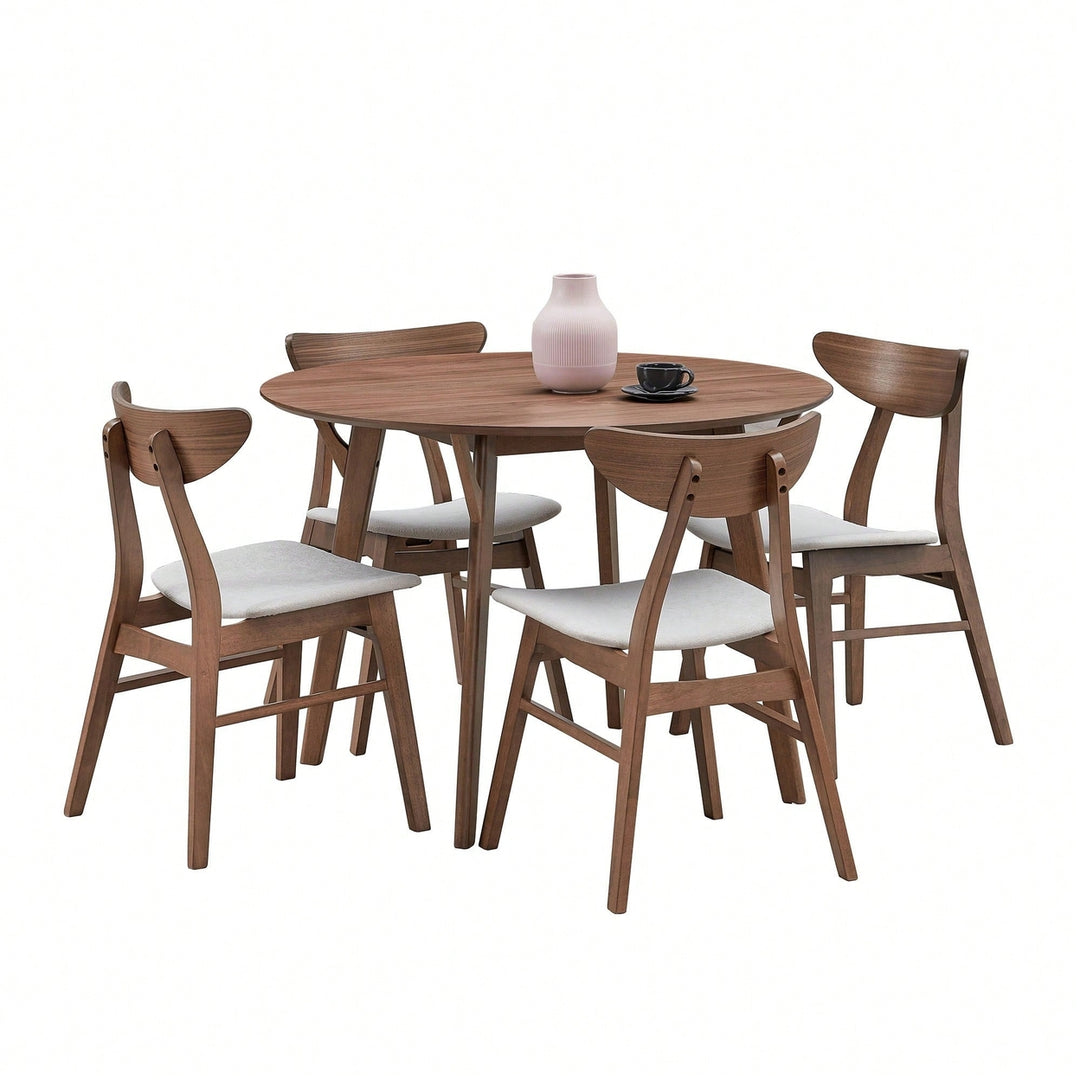 Modern Round Wooden Dining Table For 4 - Space-Saving Kitchen Table In Black For Living Room, Apartment, Restaurant Image 7