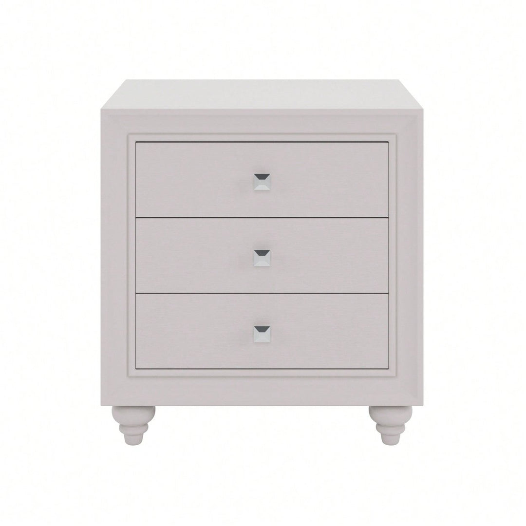 Modern 3 Drawer Nightstand Cream Grey Bedside Table End Table For Bedroom Living Room Image 1