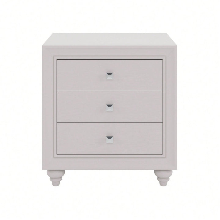 Modern 3 Drawer Nightstand Cream Grey Bedside Table End Table For Bedroom Living Room Image 1