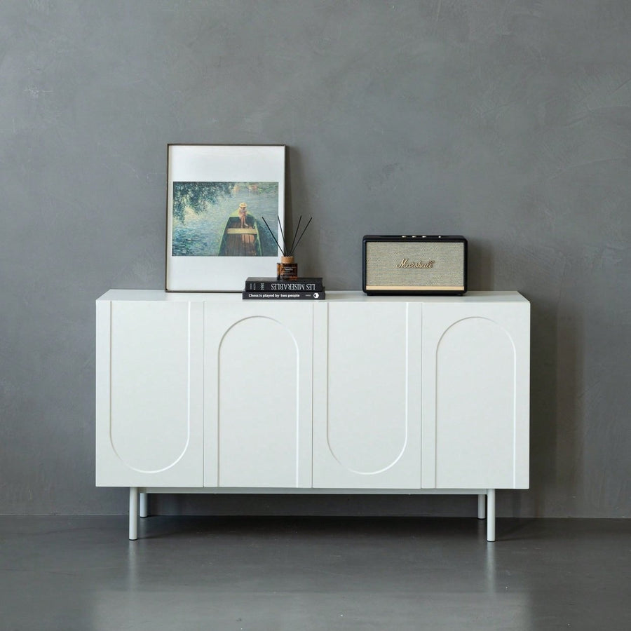 Modern Cream White 4 Door Accent Cabinet Stylish Sideboard Buffet For Living Room And Dining Room Storage Image 1