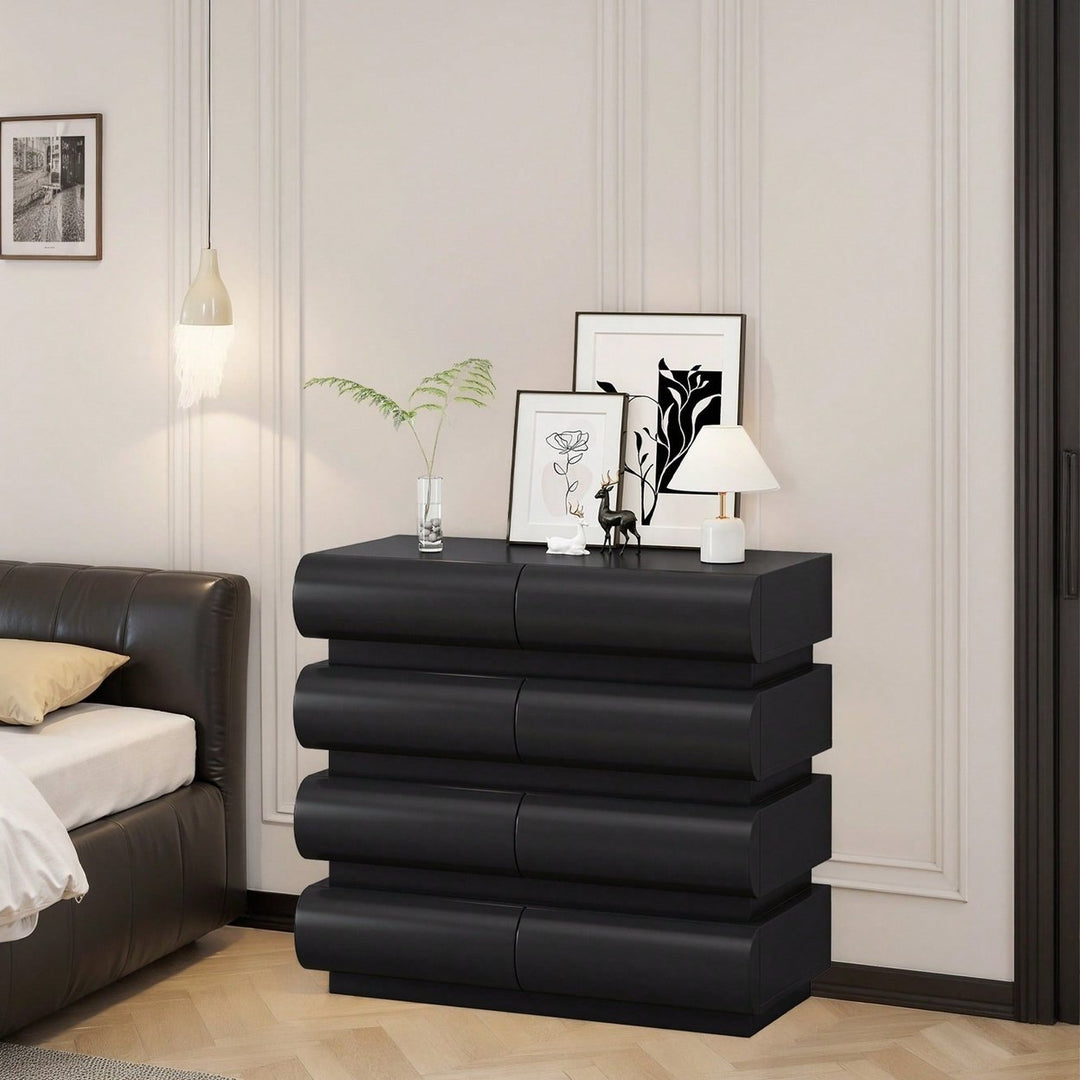 Modern Black 8 Drawer Dresser For Bedroom With No Handles - Spacious Chest Of Drawers For Stylish Storage Image 9