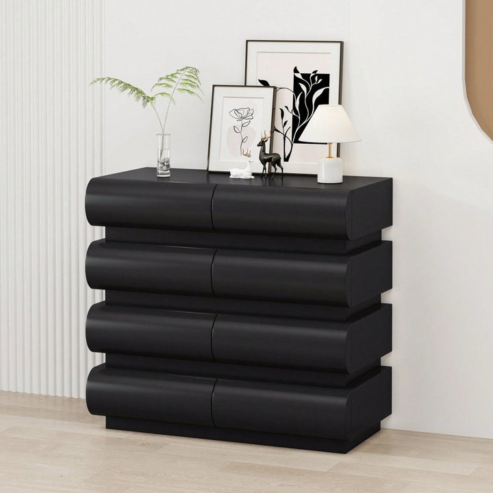 Modern Black 8 Drawer Dresser For Bedroom With No Handles - Spacious Chest Of Drawers For Stylish Storage Image 10