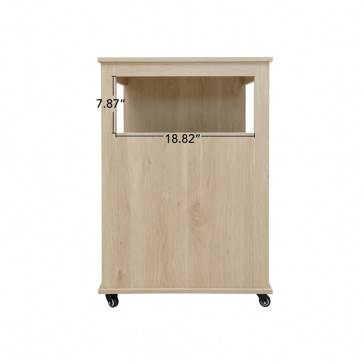 Modern Rolling Kitchen Island Cart With Storage Drawer And Wine Rack, Lockable Casters For Dining Room And Living Room Image 8