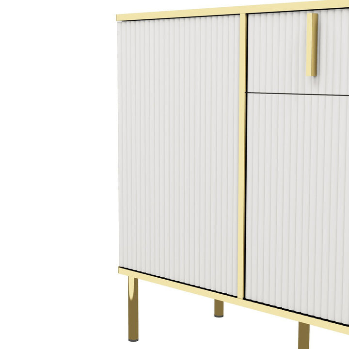 Modern White Sideboard Buffet Cabinet With Four Doors And Two Drawers For Living Room Kitchen Dining Room Hallway Image 7