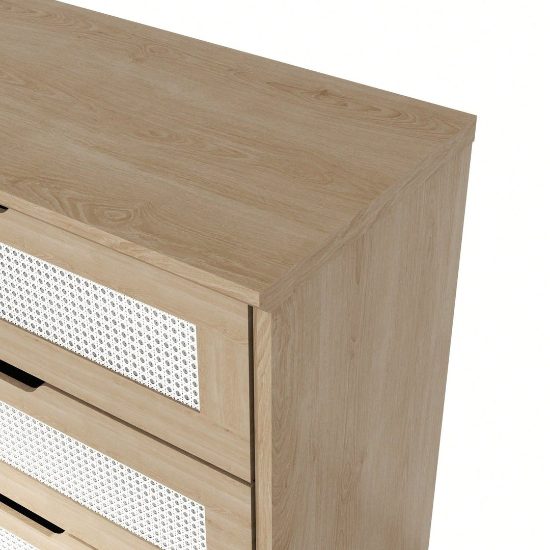 Natural Rattan 4 Drawer Chest For Bedroom With Metal Legs Image 5