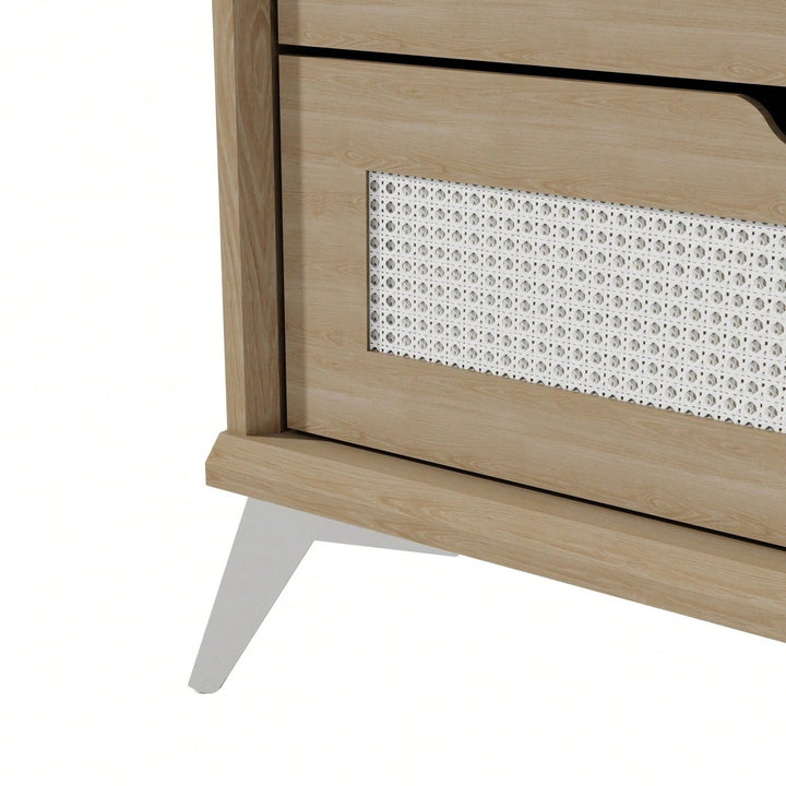 Natural Rattan 4 Drawer Chest For Bedroom With Metal Legs Image 7