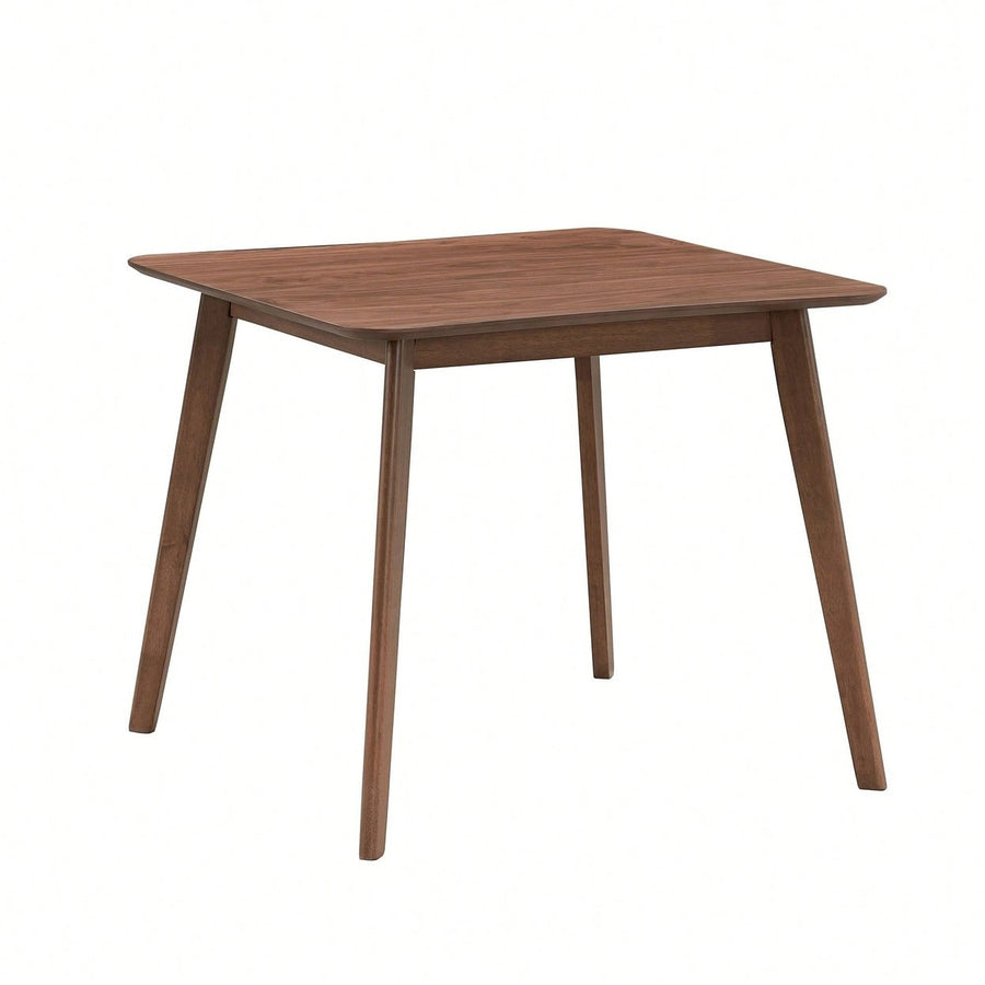 Modern Square Wooden Dining Table For 4 Persons Ideal For Kitchen Living Room And Restaurant Walnut Finish Image 1