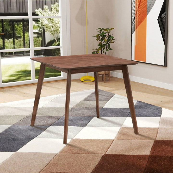 Modern Square Wooden Dining Table For 4 Persons Ideal For Kitchen Living Room And Restaurant Walnut Finish Image 3