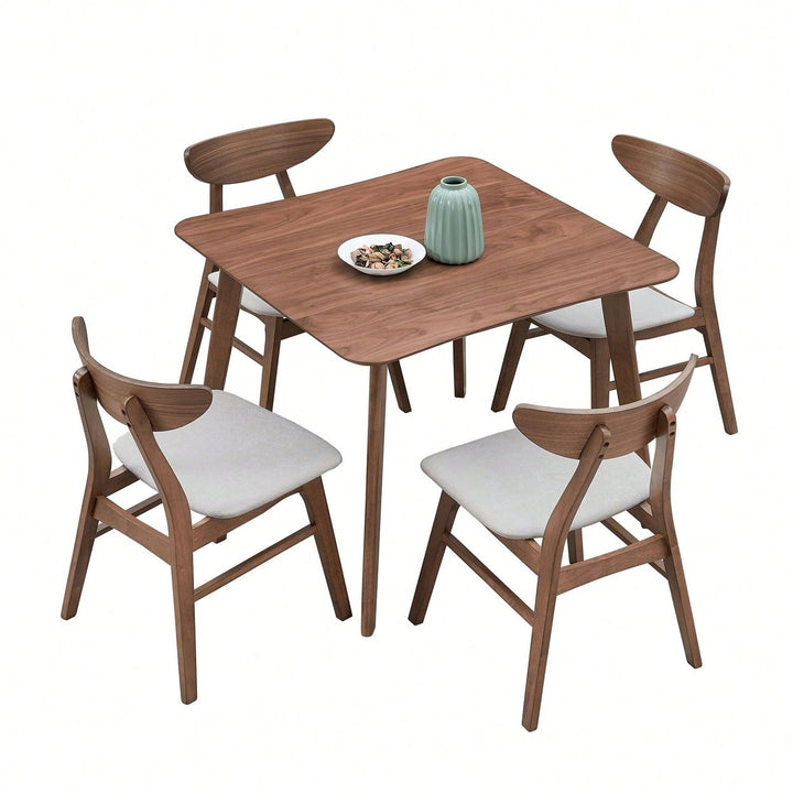 Modern Square Wooden Dining Table For 4 Persons Ideal For Kitchen Living Room And Restaurant Walnut Finish Image 6