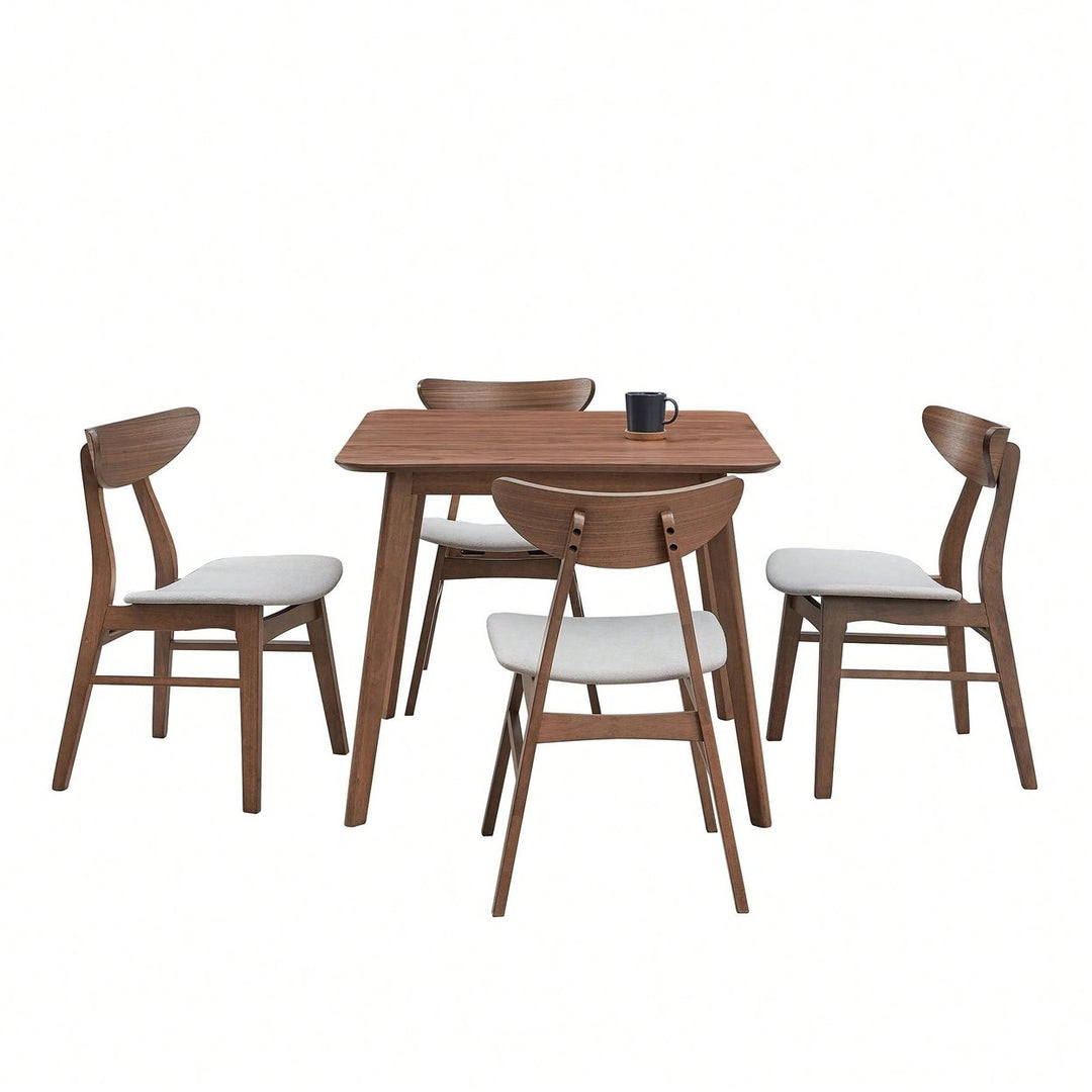 Modern Square Wooden Dining Table For 4 Persons Ideal For Kitchen Living Room And Restaurant Walnut Finish Image 7