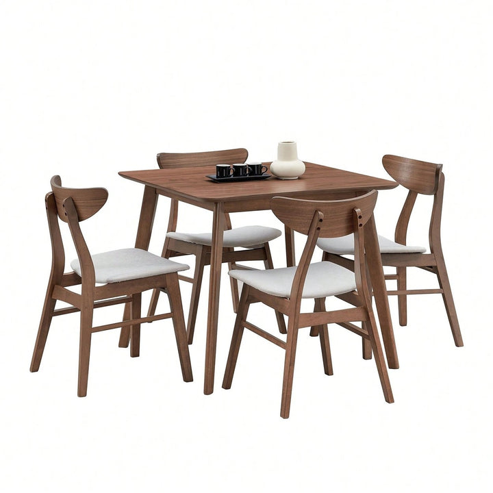 Modern Square Wooden Dining Table For 4 Persons Ideal For Kitchen Living Room And Restaurant Walnut Finish Image 8