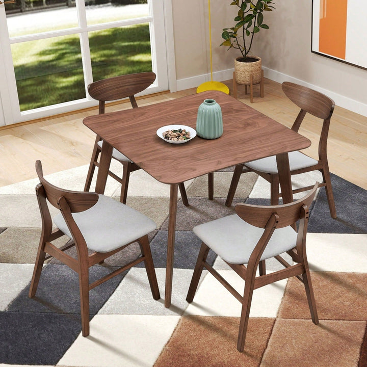 Modern Square Wooden Dining Table For 4 Persons Ideal For Kitchen Living Room And Restaurant Walnut Finish Image 9