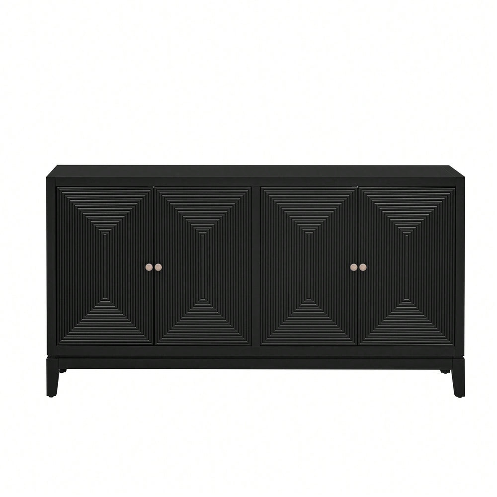 Sleek Vertical Line Design Storage Cabinet Sideboard Buffet For Study Entrance And Living Room Image 2