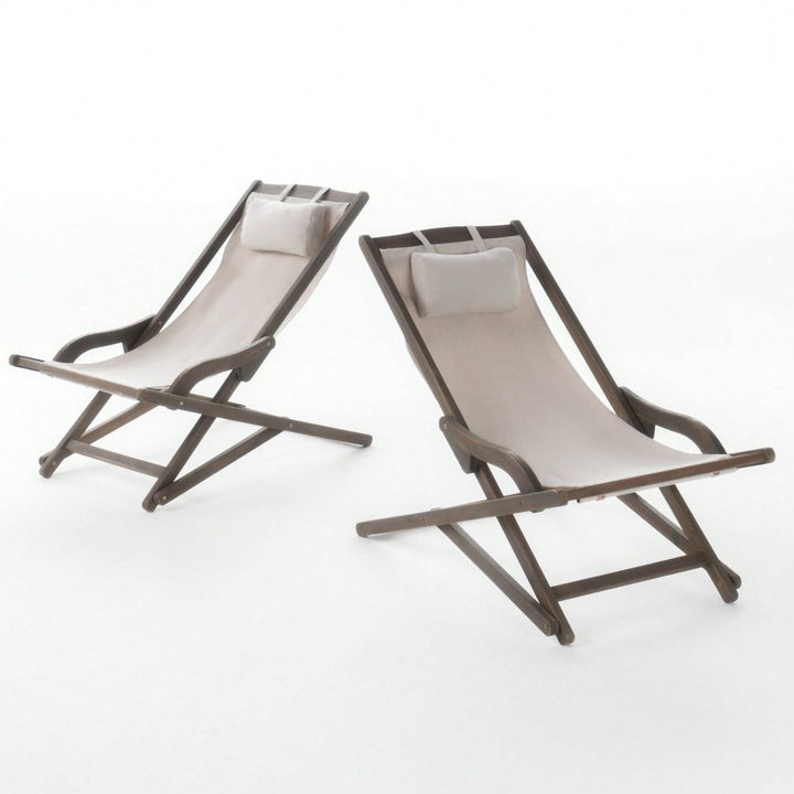 Sling Chairs Set Of 2 For Outdoor And Indoor Relaxation Grey Image 2