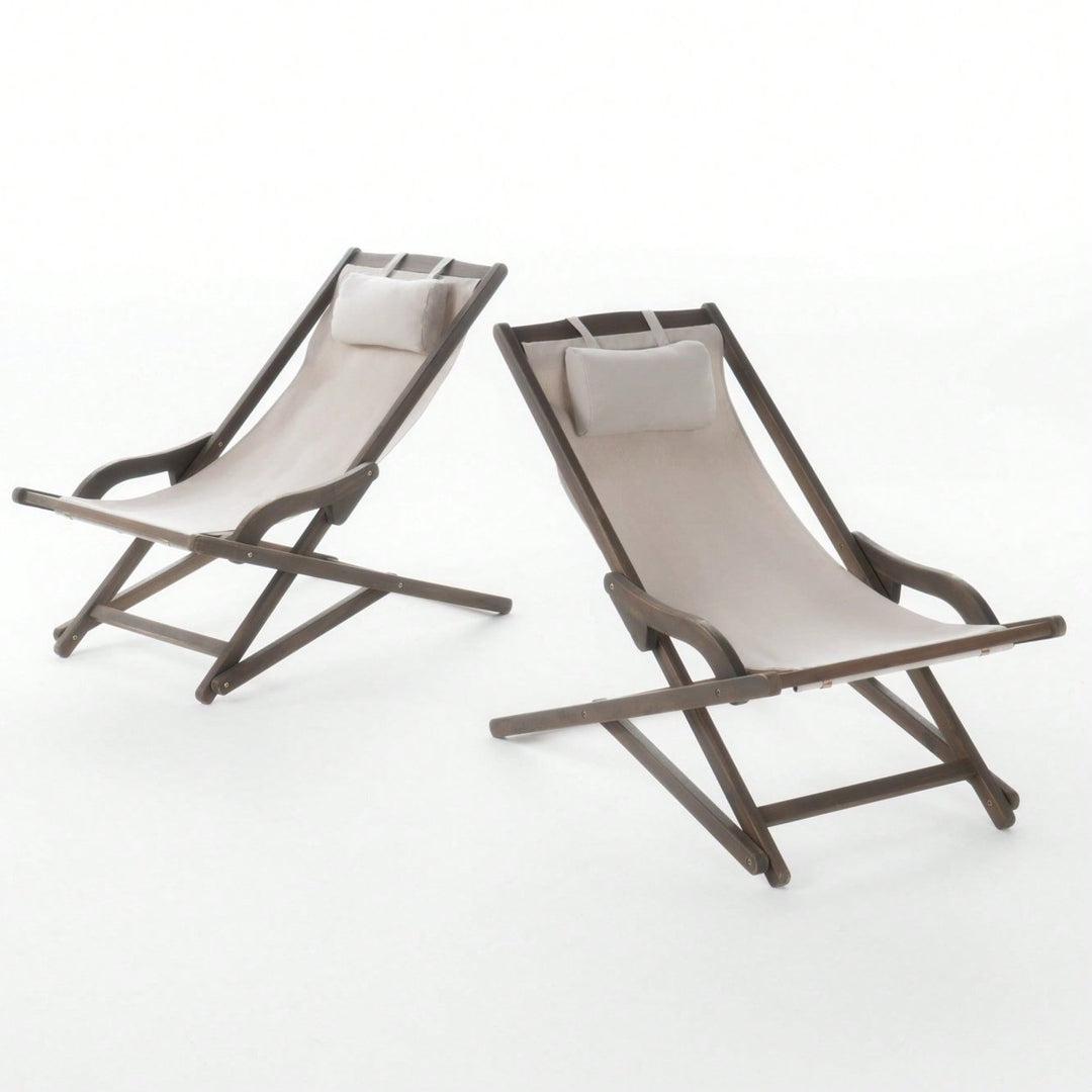 Sling Chairs Set Of 2 For Outdoor And Indoor Relaxation Grey Image 1