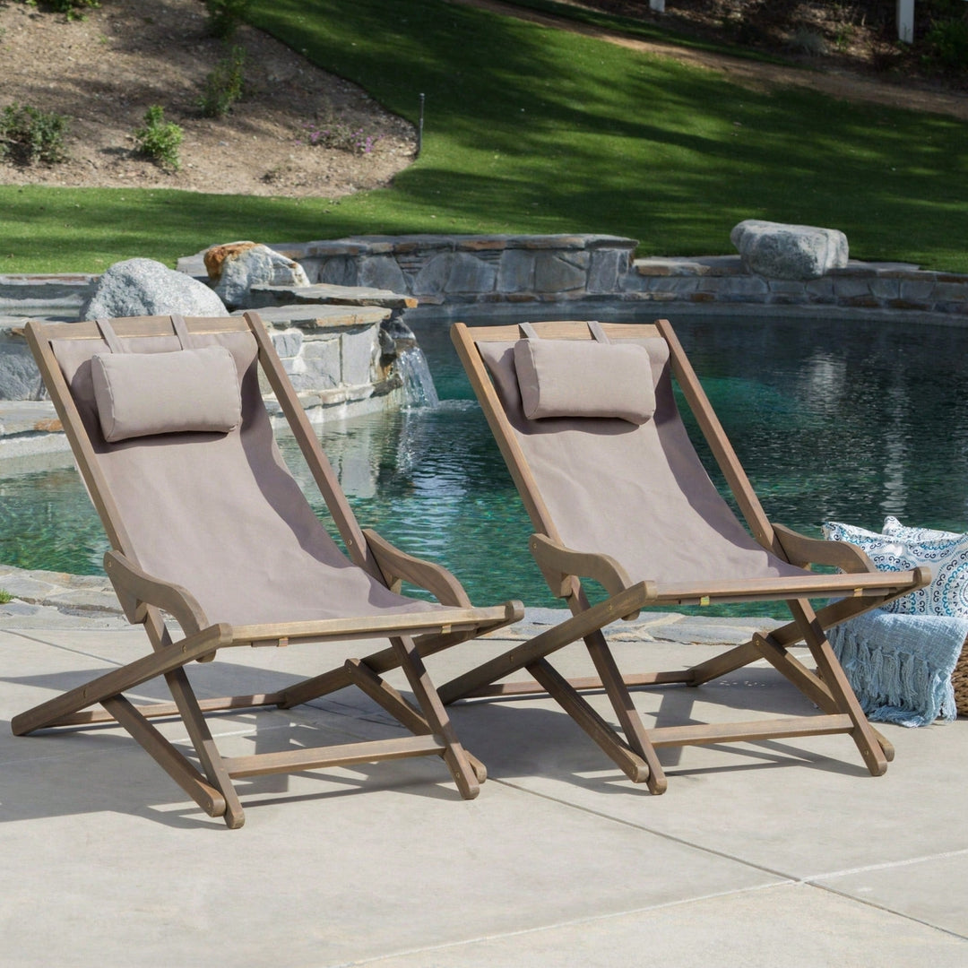 Sling Chairs Set Of 2 For Outdoor And Indoor Relaxation Grey Image 3