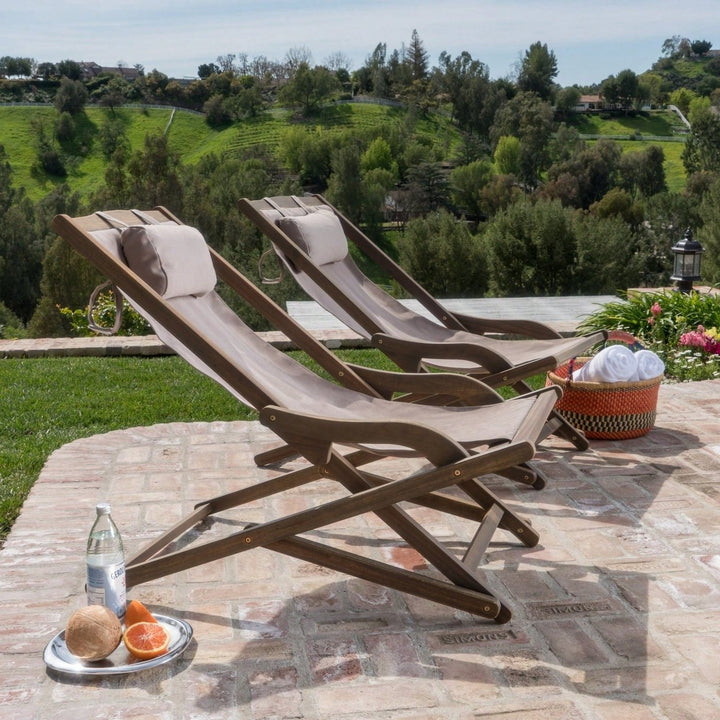 Sling Chairs Set Of 2 For Outdoor And Indoor Relaxation Grey Image 4