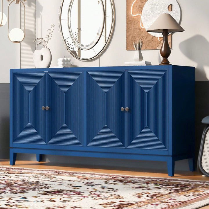 Sleek Vertical Line Design Storage Cabinet Sideboard Buffet For Study Entrance And Living Room Image 12