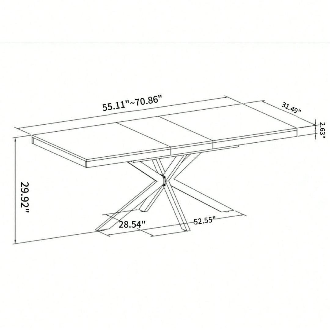 Retro Rectangular Stretch Dining Table With Dark Grey Stone Top And Black Relief Plate, Stylish Iron Cross Base And Image 4