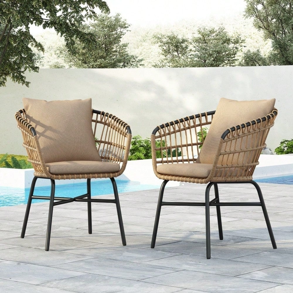 Set Of 2 Outdoor Patio Chairs With Cushions For Comfortable Relaxation Image 1