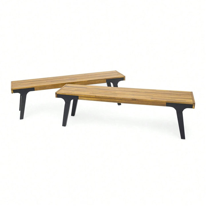 Set Of 2 Versatile Benches For Indoor And Outdoor Use Image 1