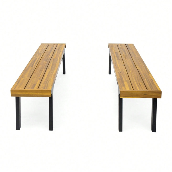 Set Of 2 Versatile Benches For Indoor And Outdoor Use Image 3