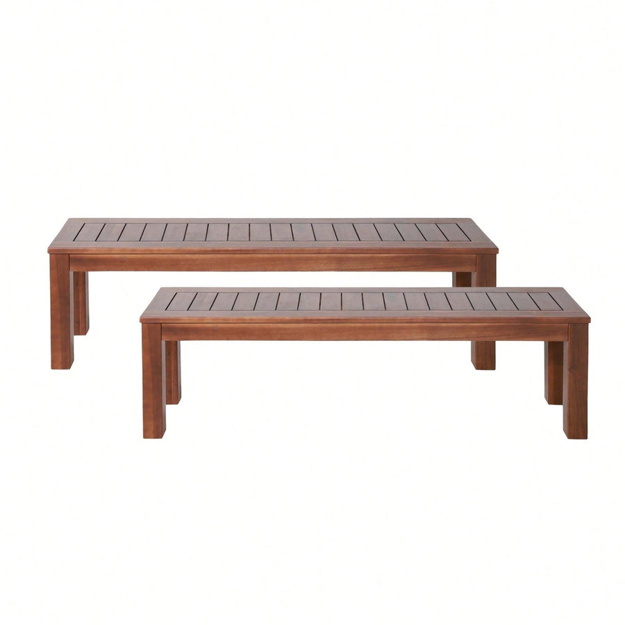 Set Of 2 Elegant 61.75 Inch Outdoor Benches For Patio And Garden Seating Image 1