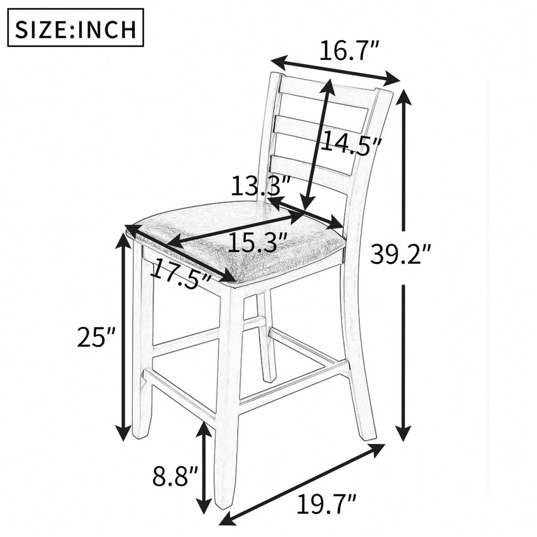 Set Of 4 Espresso Wooden Counter Height Dining Chairs With Comfortable Padded Seats Image 4