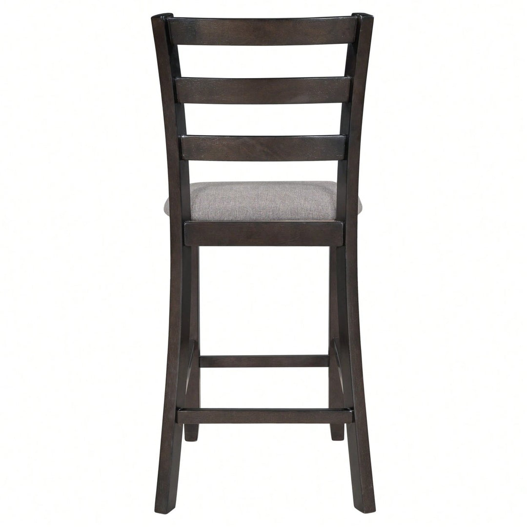 Set Of 4 Espresso Wooden Counter Height Dining Chairs With Comfortable Padded Seats Image 7