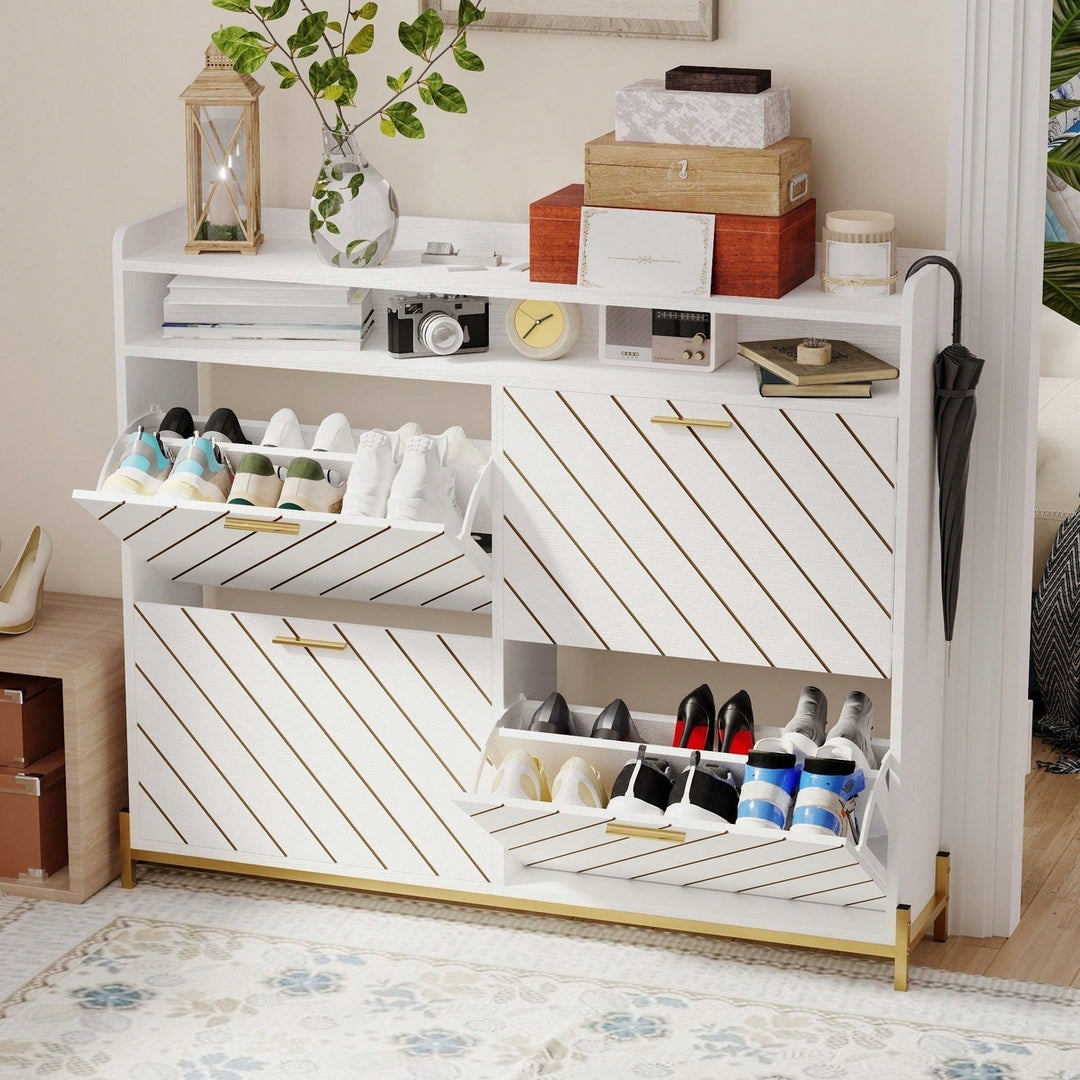 Shoe Storage Cabinet With Adjustable Shelves And Doors For Organized Footwear Image 8