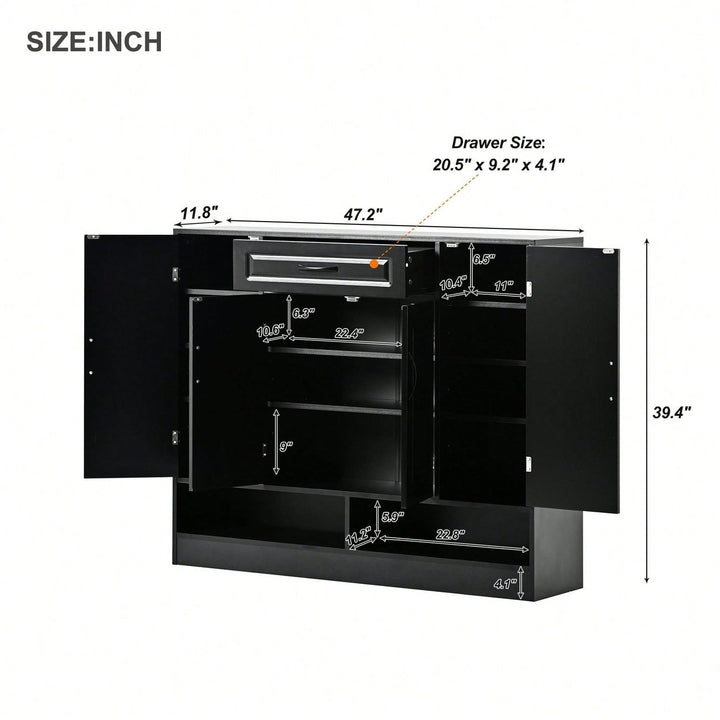 Sleek Modern Shoe Cabinet With Adjustable Shelves Minimalist Storage Organizer For Space-Saving Design Black Image 5