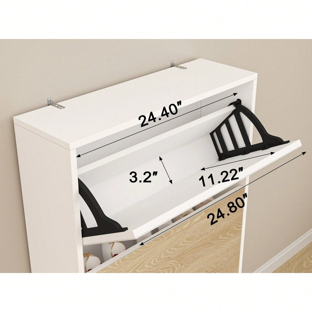 Sleek Shoe Cabinet With Mirror And 3 Flip Drawers For Stylish Entryway Storage Image 10