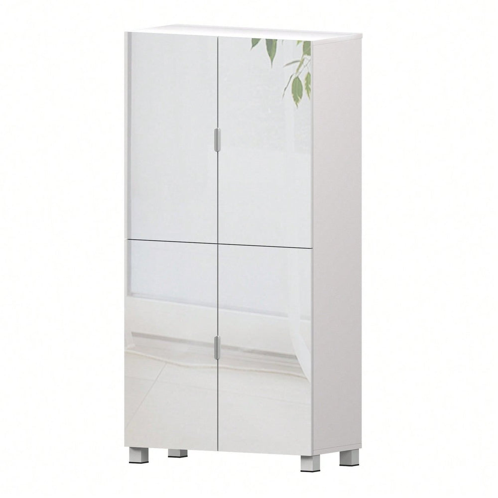 Spacious Shoe Storage Cabinet With Mirror For Entryway And Living Room, 4 Drawer Wardrobe Closet With Mirrors For Image 2